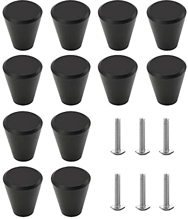 Niaciswe Pomelli per Mobili 12 Pezzi Manopole Nero Coniche del Mobile con Viti Pomolo per Mobile Pomello Porta Moderni Maniglia per Armadietto Maniglie per Mobili per Cassetto Porta Armadio