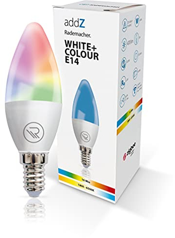 HOMEPILOT Rademacher addZ White + Colour E14 LED Lampe, 4,8 W, Zigbee 3.0 Smart Home Leuchtmittel, RGBW 16 Mio. Farben, dimmbar z.B. via, Typ: 8437 Nachfolgemodell verfügbar