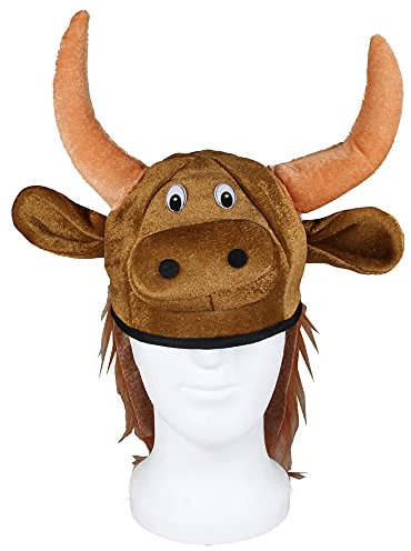 Alsino Tiermütze Lustige Partyhüte Plüsch Hut für Erwachsene Schwein Kuh Stier Elefant Huhn Flamingo Hahn Wolf Pferd, Model wählen :Büffel