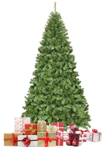 COSTWAY Albero di Natale 180/230 cm, Albero di Natale Artificiale con 928/1346 Rami Folti, Base in Metallo, Albero di Natale Realistico per Casa,Ufficio e Negozio (230 CM)
