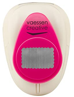 Vaessen Creative Craft Paper Punch - Scalloped Rectangle - 1,4 x 2,2 cm - Circle Cutter for Crafting and Card Making, White/Pink