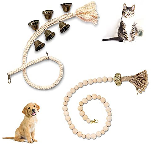 Axroad Mall 2 Pack Hanging Dog Toilet Training Doorbells, Length Adjustable Cotton Rope Dog Bells for Puppy Potty Training DoorBells (bronzy)