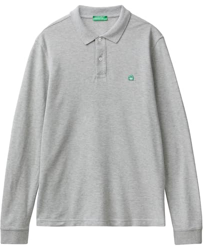 United Colors of Benetton Camiseta Polo M/L 3089j3204 Camisa de Polo, Gris Melange 501, Hombre