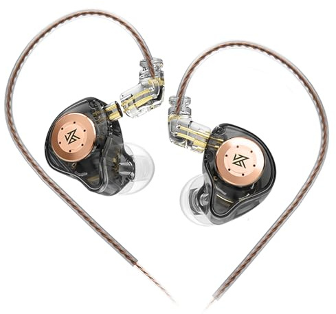 keephifi KZ EDX Pro KZ In-ear-monitor-hörlurar med dubbla DD HiFi-stereoljud för scen, trådbundna hörlurar, brusreducerande IEM för musiker, sångare och audiofiler (svart, utan mikrofon)