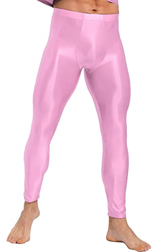 Alvivi Homme Legging Compression Brillant Respirant Collant Pantalon De Sport Fitness Yoga Jogging Legging Pantyhose Séchage Rapide M-XXL Rose XXL