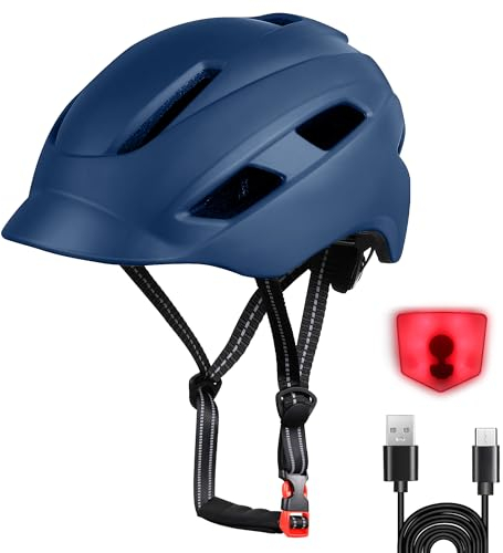Fahrradhelm Erwachsene Fahrradhelms Herren & Damen, Leichter Fahrradhelm mit LED-Licht, Radhelm, Trekking-, City- & Rennradhelme 57–62 cm