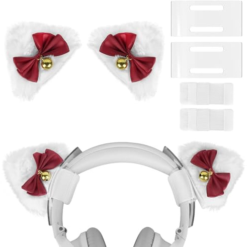 Geekria NOVA Headphone Headband Spacer and Cat Ears Attachment Set Compatible with Razer, JBL, Plantronics, Sennheiser, Logitech, Hyperx, Corsair Headphones, Easy DIY Installation (White)