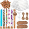 Tigvio 65 PCS Reagenzgläser Set, Reagenzglas mit Korken, 150x16mm (20mL) Reagenzgläser für Blumen, Reagenzglas mit 65 Kraftpapieranhänger+30m Hanfseil+2 Trichter, Reagenzgläser Kunststoff für Geschenk
