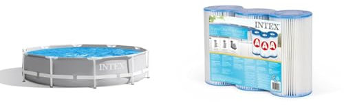 Intex 26700NP - Piscina elevada Redonda Prisma Frame 305 x 76 cm & 29003-PACK 3 Cartuchos Filtro Tipo A