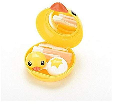 Kit da Viaggio per Contenitore per Lenti a Contatto in plastica Riutilizzabile per Anatra Adorabile Novella (Giallo)