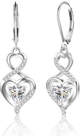 ALEXCRAFT Orecchini Donna Argento 925 Lunghi con Pietre Coure Orecchini Donna Sposa Orecchini Lunghi Argento con Strass Matrimonio Donna Cerimonia Elegante con Zirconi