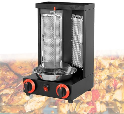 LwiftGal MáQuina Vertical A Gas para Doner Kebab, Asador Vertical con Horno Y Parrilla, MáQuina Asadora Gyro, para Reuniones Familiares En Restaurantes Y Cocinas Comerciales,Black-M