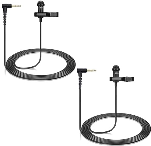 2-Pack Lavalier Microphone Compatible with DJI Mic 2 and Rode Wireless Pro/Wireless Go 2 ii Microphone Transmitters - 90 Degrees L-Shaped 3.5mm Omnidirectional Lapel Lav Mic for Vlog Interview