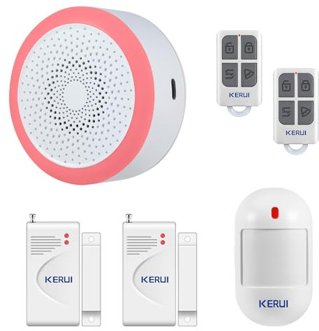 KERUI Wifi Security Burglar Door Alarm System Kit for Garage Shed House Hotel Shop Apartment, Siren Horn with Remote Control Door Contact Sensor,Motion Sensor