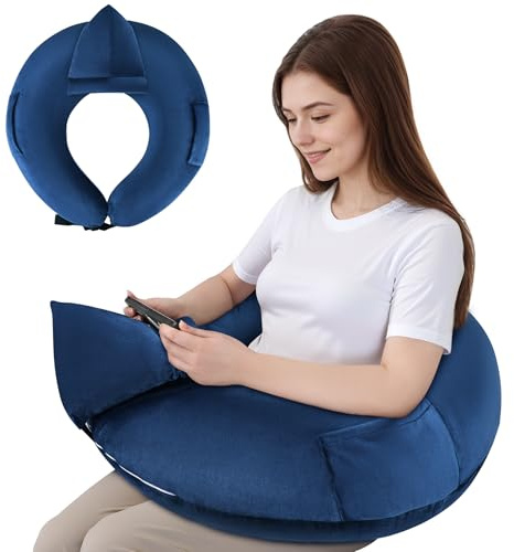INFANZIA Coussin de lecture pour le jeu, coussin de soutien pour le bras, coussin de forme U pour les genoux avec poche latérale pour le lit et le canapé, coussin de jeu compact avec support pour
