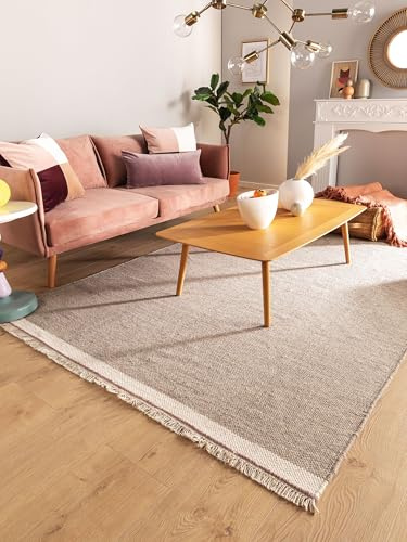 benuta Pop Wollteppich Karla - Grau 120x170 cm - Baumwolle,Wolle - Rechteckig & im Style: Uni, Hygge & Cozy, Minimalistisch - Pflegeleicht für Wohnzimmer Schlafzimmer