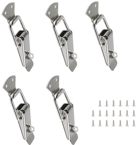 PHMING 5 Pièces Fermeture à Levier, Acier Inoxydable Loquet a Bascule, Fermoir de Tension, Vis Incluses, pour Boîtes à Outils, Boîtes à Instruments, Armoires