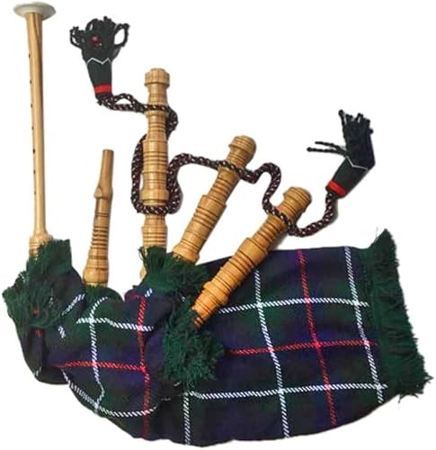Cornamusa giocabile per bambini, dimensioni junior in palissandro con copertura Mackenzie o tartan verde irlandese, cornamusa per principianti per bambini, stile scozzese e irlandese (MacKenzie)