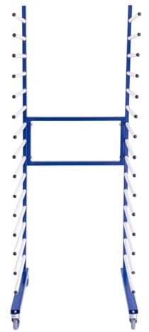 Carro de Secado de Puertas Azul 15 Estantes para Secado de Pinturas Acero Inoxidable Capacidad Peso 300kg Carro Almacenamiento Tablero de Yeso, Anchura Ajustable 35-65cm, Carpintería Bricolaje Taller