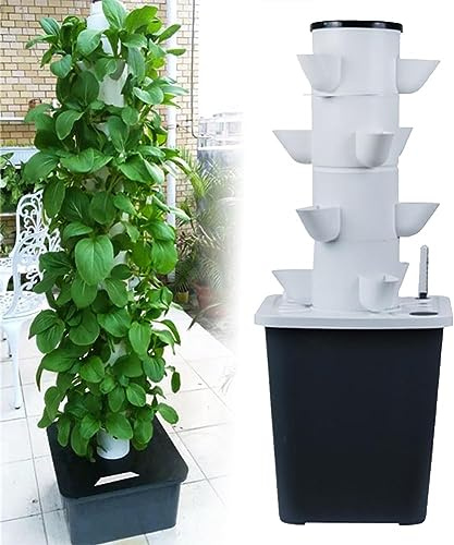 Hydroponischer Turm mit 30 Kapseln, hydroponisches Garten-Anzuchtsystem für Kräuter, Obst und Gemüse, Aeroponisches Anzuchtset mit Pumpe, Netztöpfe, Timer für Kräuter (20 Löcher)