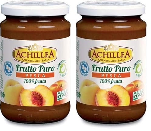 Achillea, Frutto puro di pesca bio, senza zuccheri, 300g (Confezione da 2)