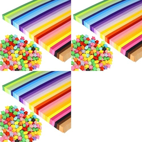 Reeatel 4050 Fogli di Strisce di Carta per Stelle, 27 Colori Assortiti di Carta per Stelle, Carta per Stelle su Entrambi I Lati, per Bambini e Adulti