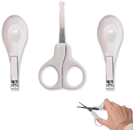 YUNTRUN 3 Pcs Baby Nail Clippers, Baby Nail Scissors, Toddler Nail Clipper | Baby Nail Scissors and Clipper White, Compatible with tommee tippee nail file with Smooth Edges and Comfortable Grip