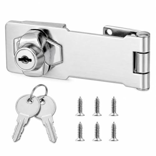 10 cm dörrlås med nyckel fälla låsbart rostfritt stål skåplås med nyckel möbellås skruvlås låsning för dörrar skåp källare låda silver