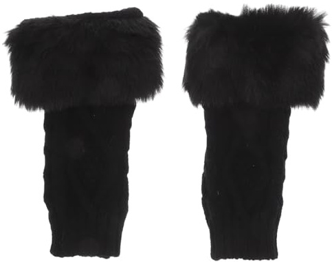 HYTROVE Puños Cálidos para Muñecas de Mujer, Mangas de Punto Desmontables y Cómodas para Suéteres y Blusas de Invierno, Calentadores de Brazos de Acrílico Negro