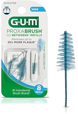 GUM - 614D Proxabrush Go-Betweens Interdental Brush Refills, Wide, 8 Count