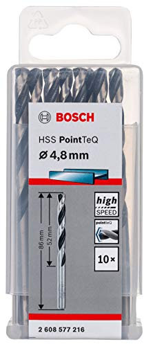 Bosch Professional 10-Piece PointTeQ HSS Twist Drill Bit (for Metal, 4.8 x 52 x 86 mm, Drill Driver Accessories)