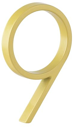 HASWARE Floating House Number Sign: 5 inch Modern Door Signage - Striking for Street Home Address Numerals (9, Golden)