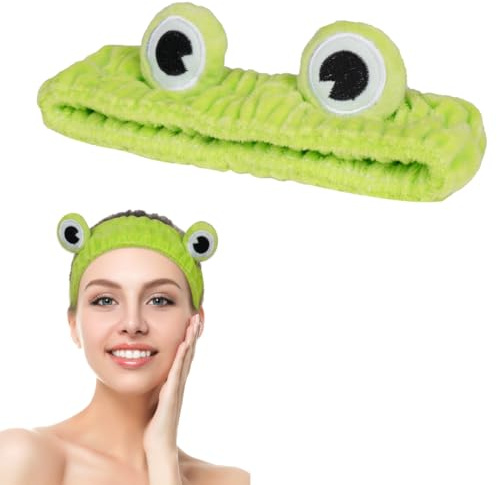LOPHE Fascia Skincare Viso, Fascia Capelli per Spa Fascia Trucco Forma di Occhio Rana, Elastica Fascia per Trucco in Pile di Corallo per Ragazze Spa Doccia Corsa Yoga Lavaggio Viso