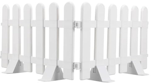 Zerodeko 2pcs Garden Fence With 4 Base: White Plastic Picket Fence for Courtyard, Indoor, Christmas Tree, Pathways