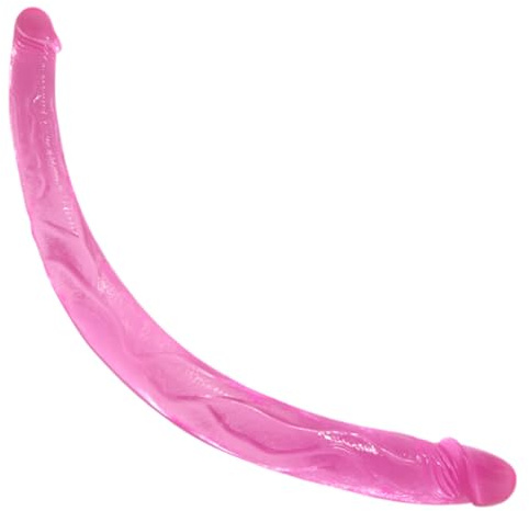 PONGGAO 16.54 Inch Double Headed Dildo Lesbian Long Thin Dildo, Adult Sex Toy Jelly Curved Dildo Two Head Large Dildo, Couples Long Realistic Dildo Lifelike Anal Dildo for Women, Pink