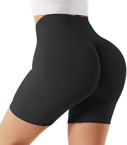 Lishang Pantaloncini Sportivi Donna Vita Alta Butt Booty Shorts Leggins Push Up Scrunch Pantaloni Palestra Controllo della Pancia Dimagranti Anticellulite Pantacollant Fitness Leggings Corti Yoga
