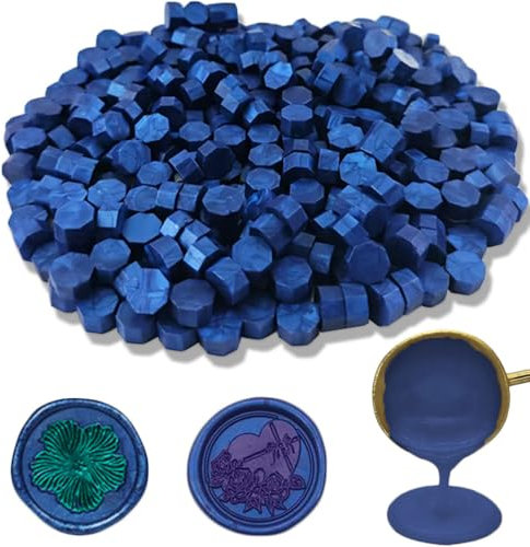 Wachs Siegel Perlen, Ioggtser 560 PCS Achteck Siegelwachsperlen für Wachssiegelstempel, Siegelperlen zur Herstellung von Wachssiegeln für Hochzeits- und Partyeinladungen (Sea Blue)