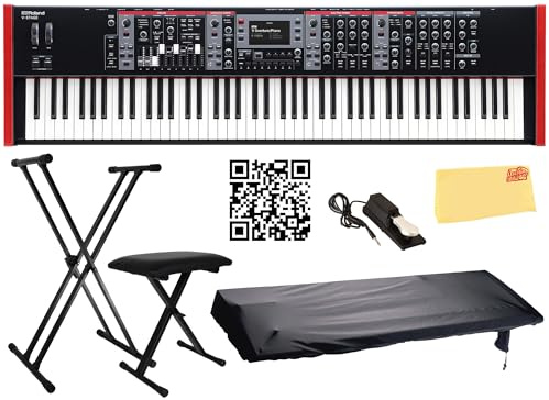 Roland V-STAGE 88 Performance Keyboard Bundle with Adjustable Stand, Bench, Sustain Pedal, Dust Cover, Austin Bazaar Instructional Video, and Polishing Cloth