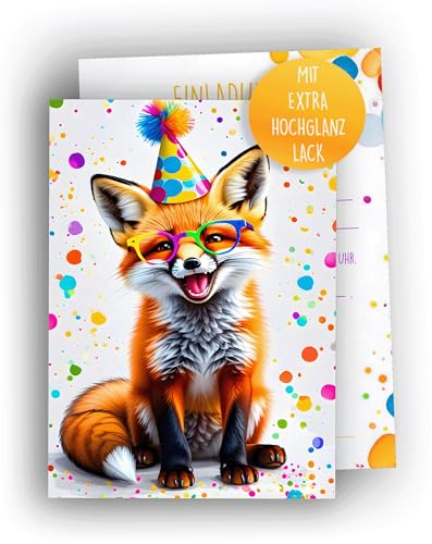 Edition Colibri 10 cartes d'invitation pour anniversaires d'enfants, filles et enfants, anniversaires d'animaux, invitations cool et drôles, renard, cartes d'invitation pour ados