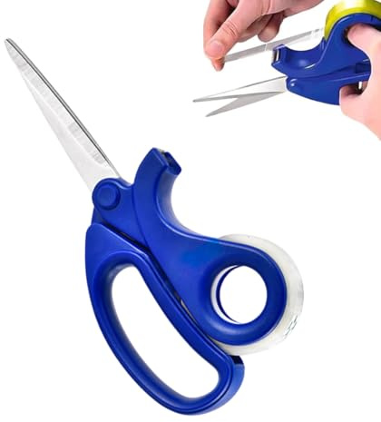 JUGUTA Dispenser Di Nastro Adesivo 2 In 1 Con Forbici Affilate E Carta, Metro Multiuso, Forbici E Dispenser Di Nastro Adesivo Trasparente Integrato, Dispenser Di Nastro Adesivo Per Uso In Ufficio, A C