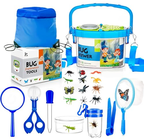 Gdbykds Kit Esploratore Bambini, Kit Insetti Bambini, 23 Pezzi, con 12 Falsi Insetti, Scatola di Osservazione, 3-6 Anni