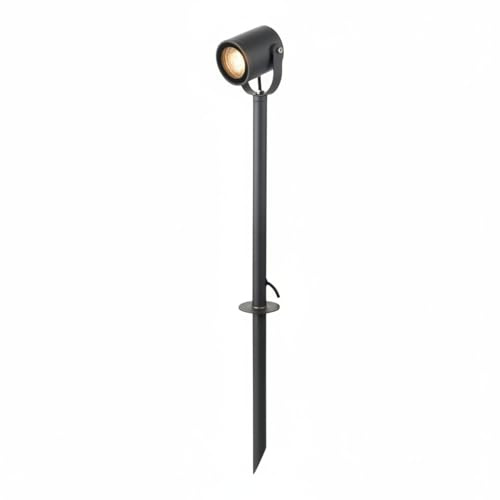 damastoreitalia Faretto da Giardino con Picchetto GU10 IP54, Alluminio Grigio Antracite, Orientabile, per Esterni, Senza Lampadina, Ideale per Siepi, Facciate e Vialetti