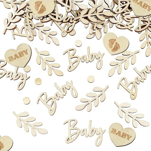 70Pcs Baby Shower Decorations,Baby Shower Confetti,Neutral Table Baby-Showers Confetti Accessories Boho Rustic Leaf Shape Gender Reveal Party Ornament for Boy,Girl Welcom New Family Members Decoration