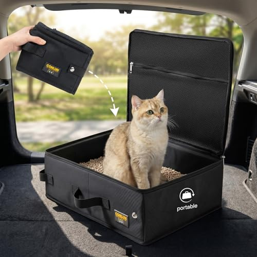 Conlun Portable Cat Litter Tray for Travel, Foldable & Leak-Proof