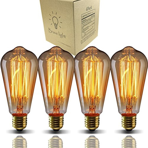 GOENDR E26 40W Edison Bulbs, ST64 Vintage Incandescent Light Bulbs, 2700K Warm Dimmable, Squirrel Cage Filament Bulb for Table Lamp Home Antique Decorative, 4 Pack