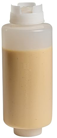Restaurantware 32oz. FIFO Inverted Plastic Squeeze Bottle with Refill and Dispensing Lids - First In First Out - Perfect for Restaurants Catering and Food Trucks - 1ct box