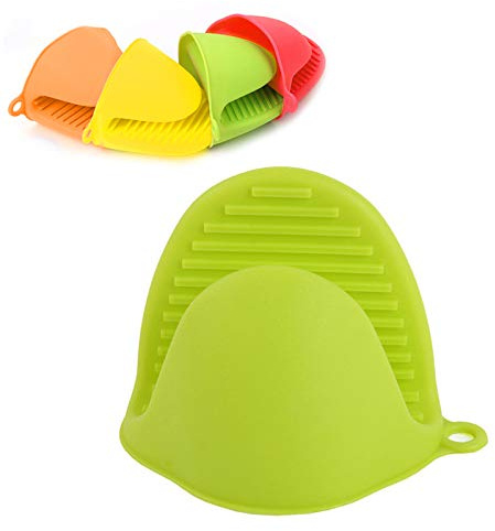 Silicone Pinch Mitts, Oven Mittens Slip Resistant Heat Resistant Anti-scald Gloves Insulation Microwave Gloves Cooking Baking Kitchen Accessories (Green)
