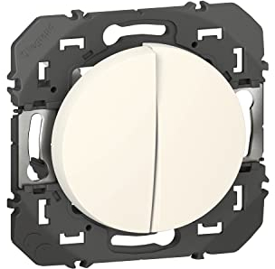 LEGRAND | Interrupteur Ou Va-Et-Vient + Bouton Poussoir, Gamme Dooxie, Connexion Rapide Sans Outil, Finition Blanche Brillante, À Compléter Avec Une Plaque