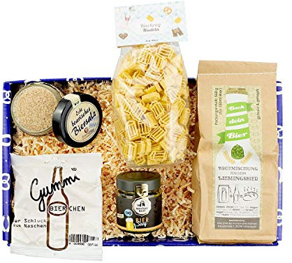 Bavariashop Geschenkbox Rund um´s Bier, Hochwertige Geschenkidee für echte Bier-Fans, Stabiler Karton im bayerischen Design