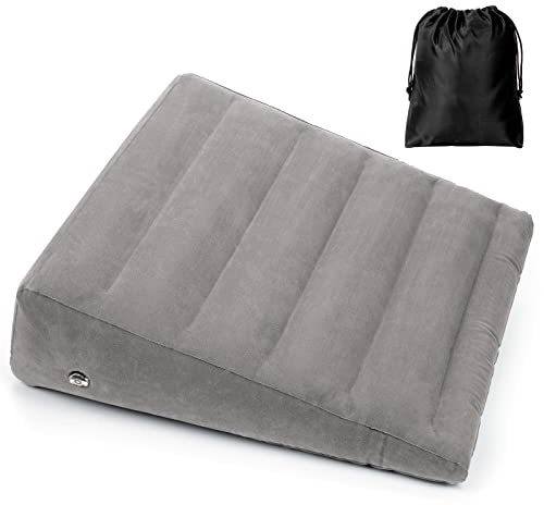 USHMA Inflatable Wedge Pillow for Sleeping, Portable Travel Wedge Pillow for Sitting in Bed, Inflatable Wedge Pillows for Travel, Blow Up Under Knee Pillow